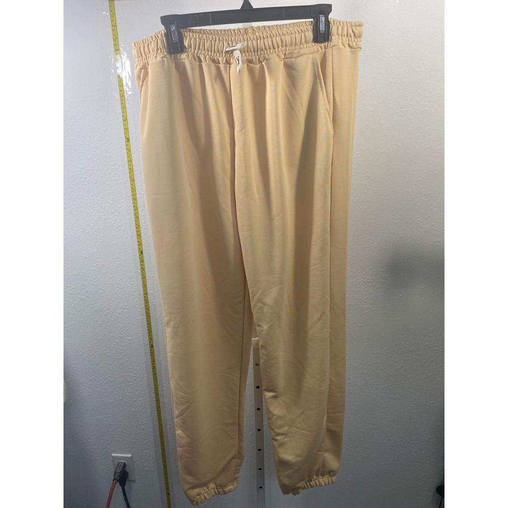 Peach Orange Jogger‎ Sweatpants Elastic Waist Drawstring Casual Lounge Pants L